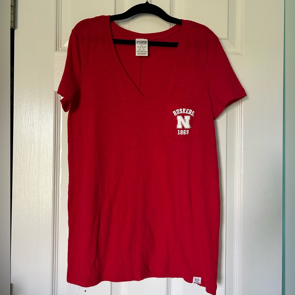 Victoria’s Secret PINK Nebraska Huskers V-neck Shirt